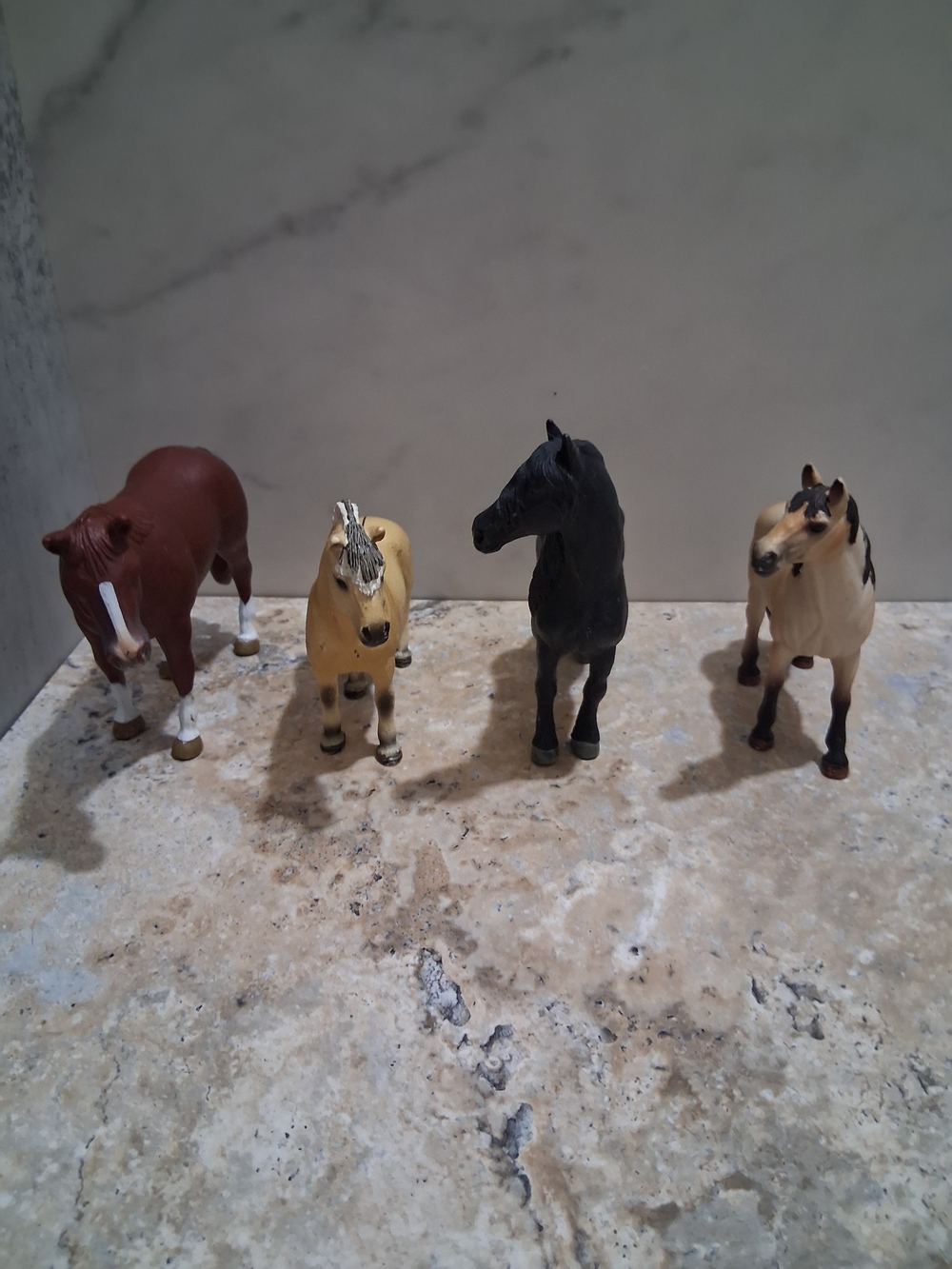 Set of 4 Realistic Kids Toy Horses - Brown, Cream, Black, Tan